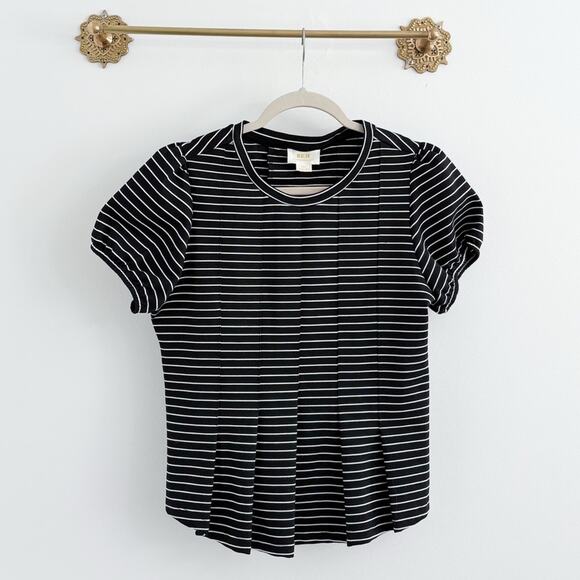 Anthropologie Maeve Stripe Corset Peplum Top - Picture 1 of 7